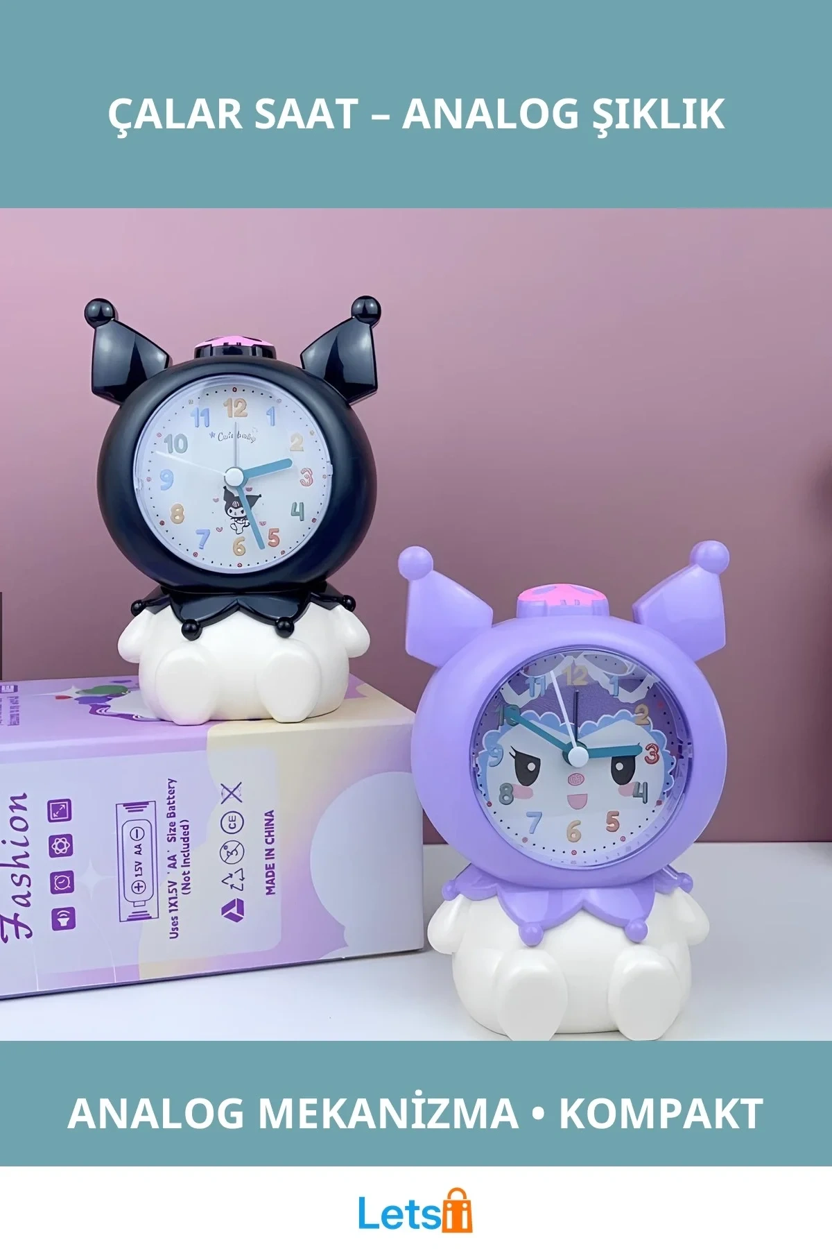 Kuromi Temalı Sevimli Masa Üstü Çalar Saat