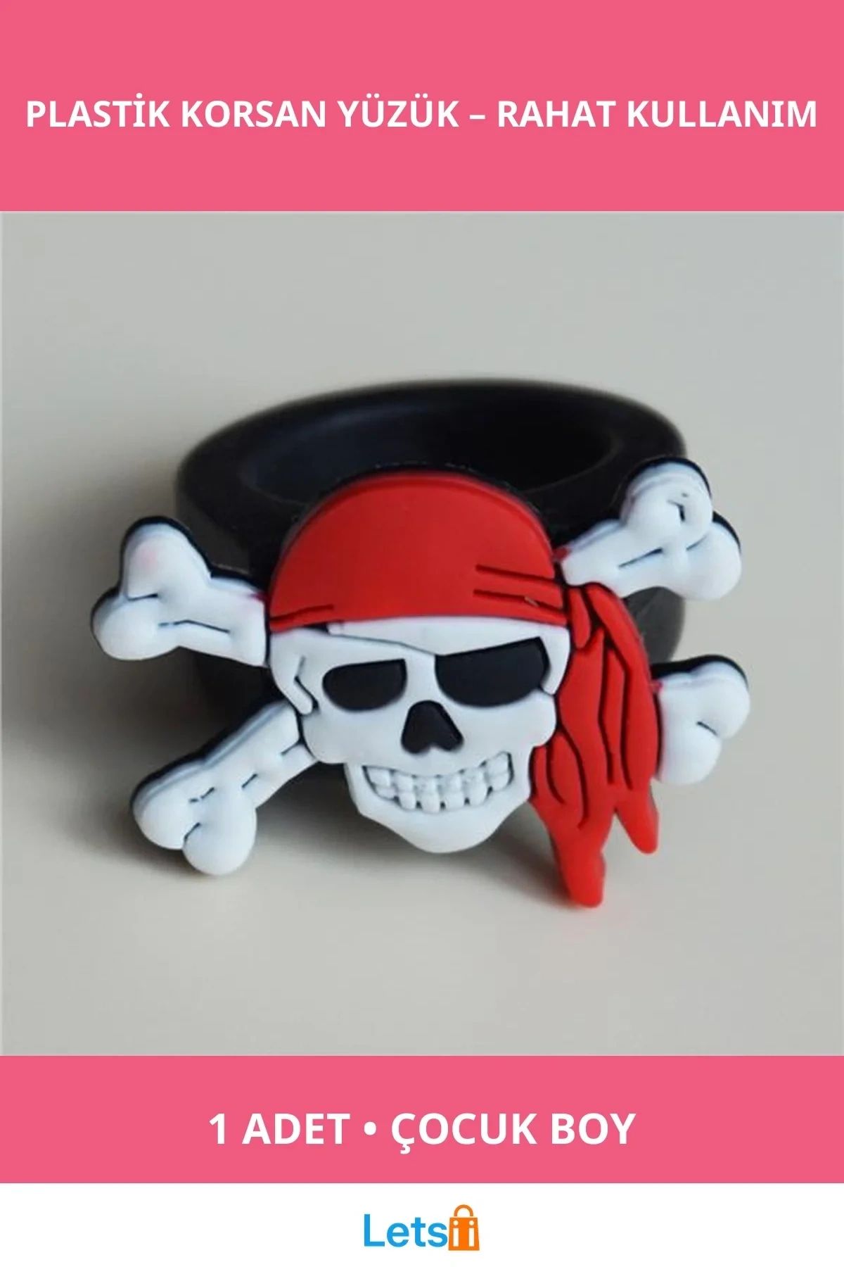 Kuru Kafa Şekilli Eğlenceli Çocuk Uyumlu Plastik Korsan Yüzüğü