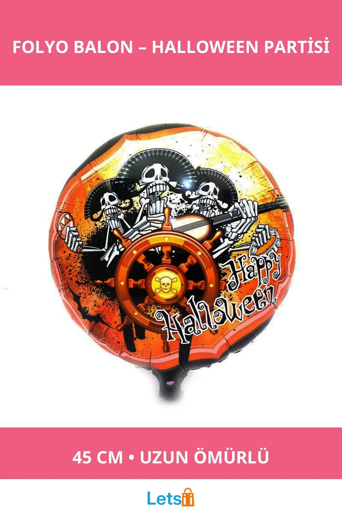Kuru Kafalı Korsan Halloween Folyo Balon 45 cm