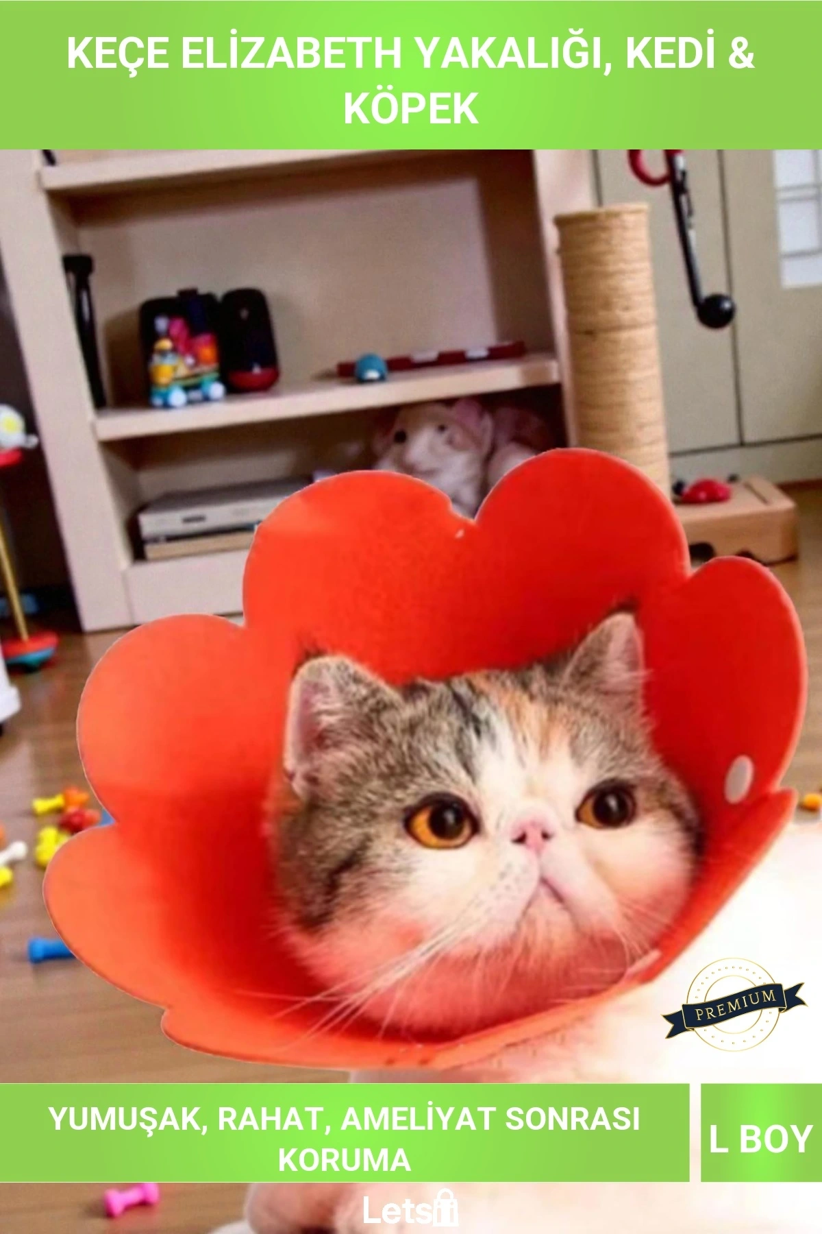 L Boy Keçe Elizabeth Yakalığı Büyük Kedi ve Köpekler İçin Ameliyat Koruyucu Yaka