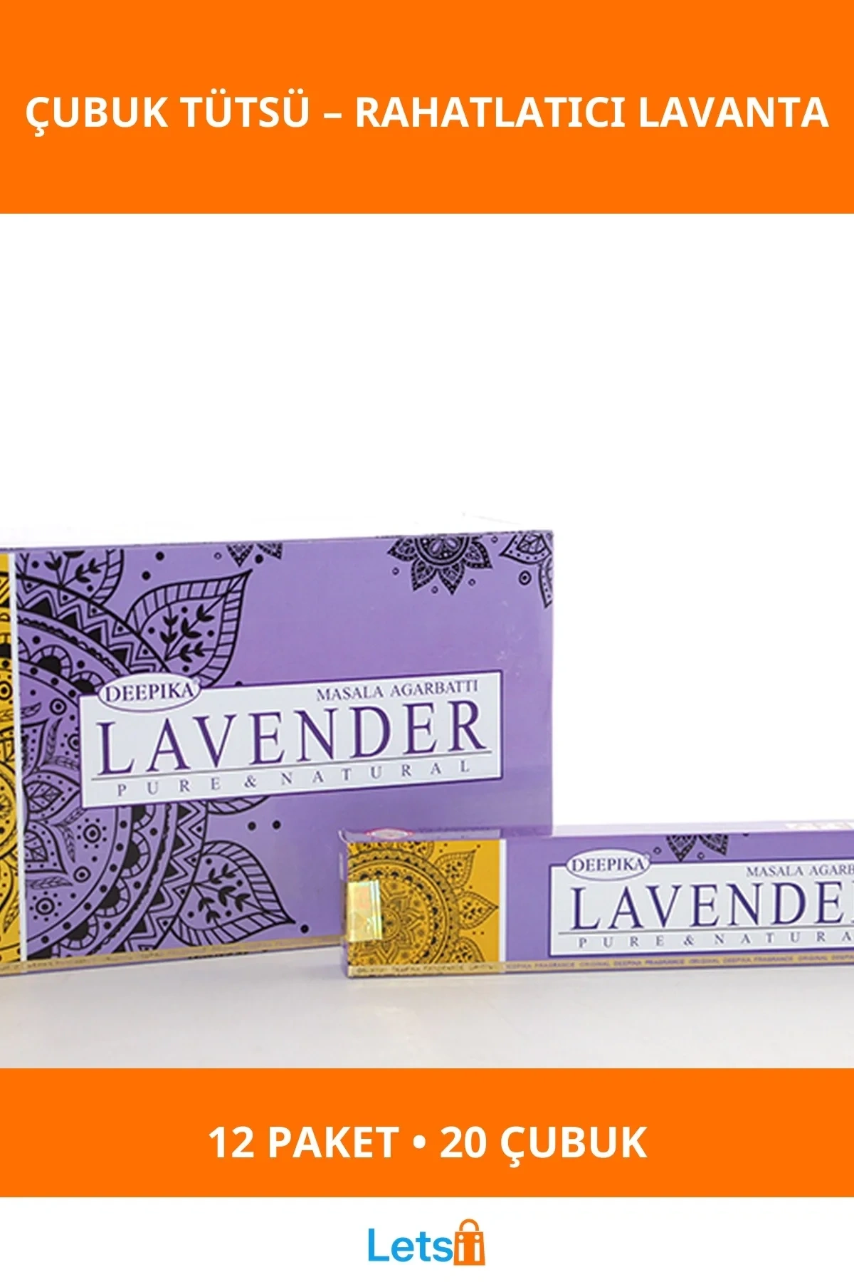 Lavender Aromalı Rahatlatıcı Çubuk Tütsü 12 Paket 240 Adet