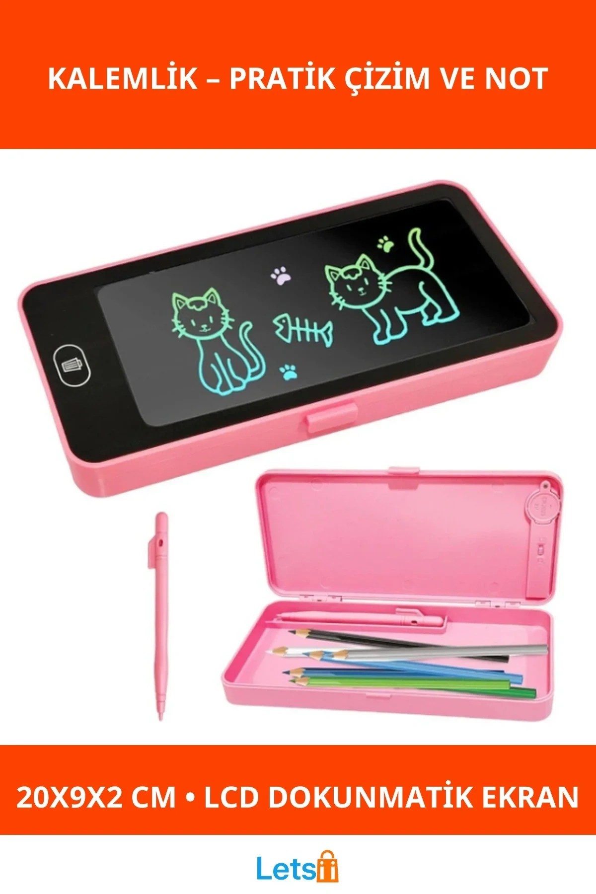 LCD Dokunmatik Ekranlı Eğlenceli Kalemlik 20x9x2 cm
