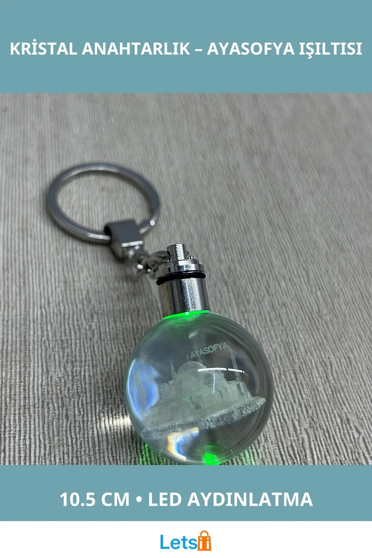 LED Işıklı Ayasofya Tasarımı Kristal Anahtarlık