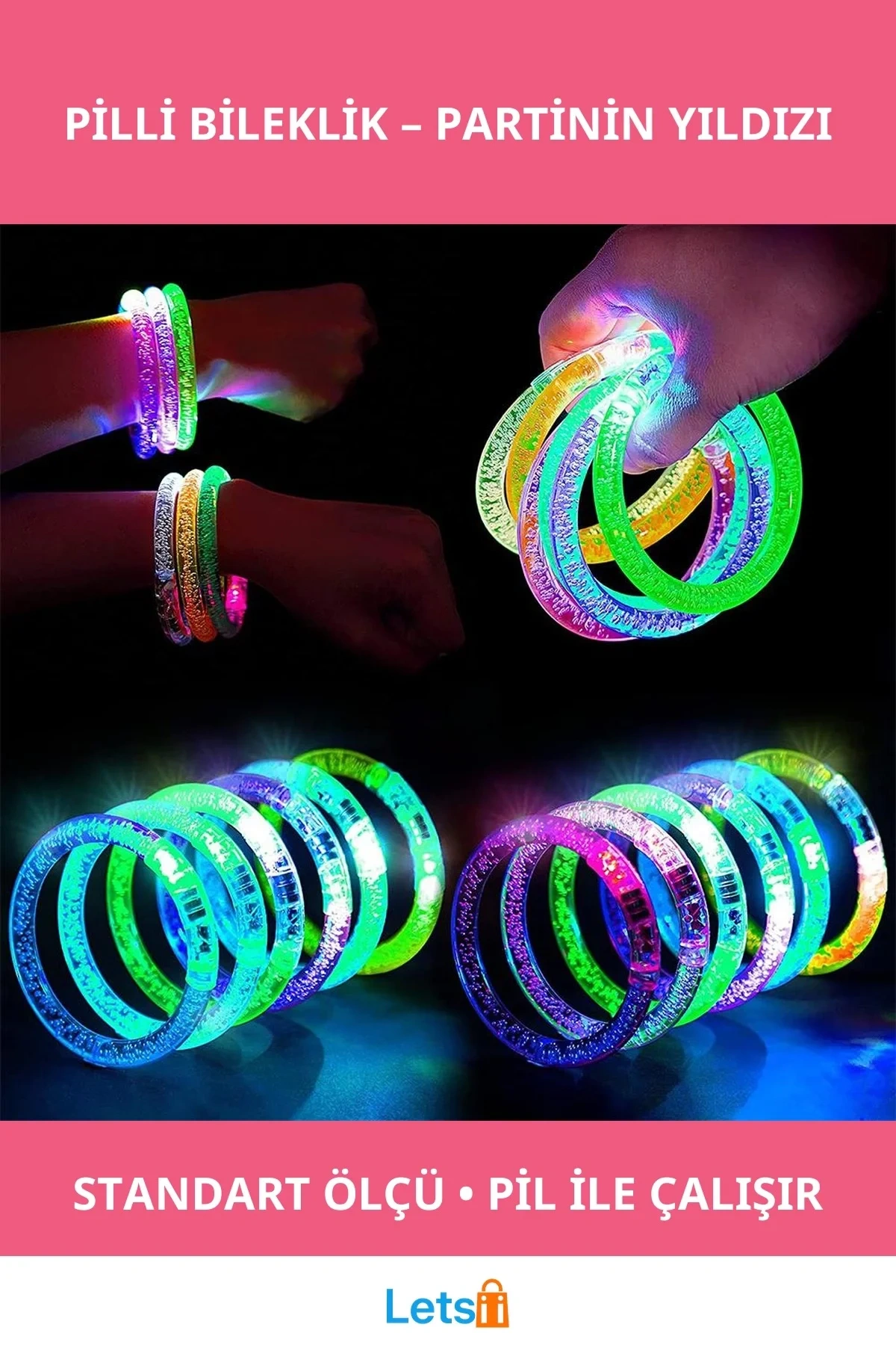 LED Işıklı Eğlenceli Pilli Bileklik