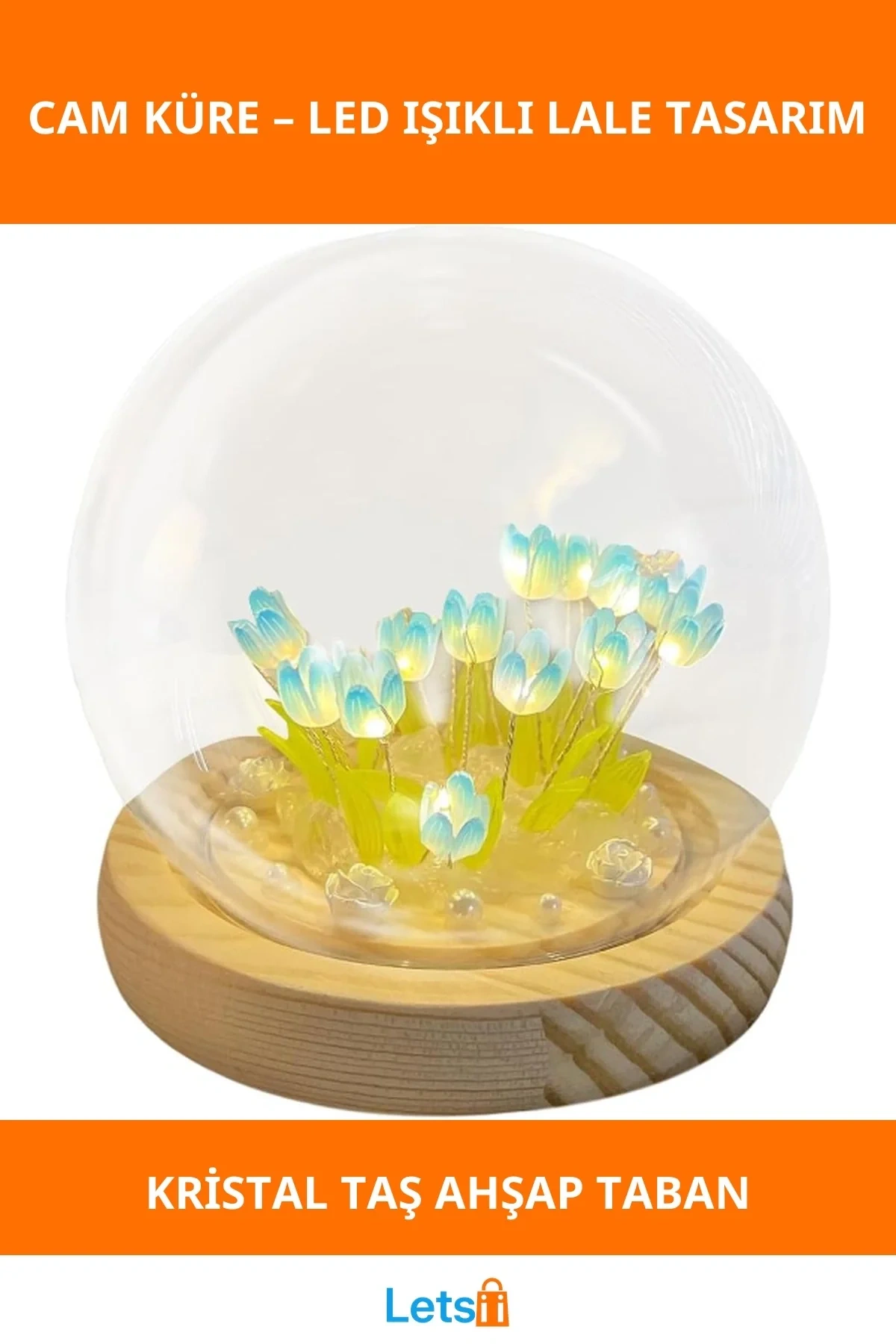 LED Işıklı Kendin Yap Lale Cam Küre