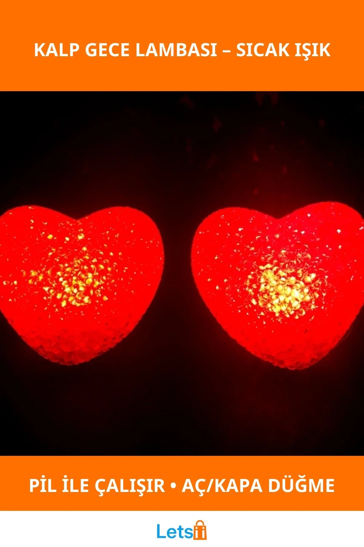 LED Işıklı Kırmızı Kalp Gece Lambası