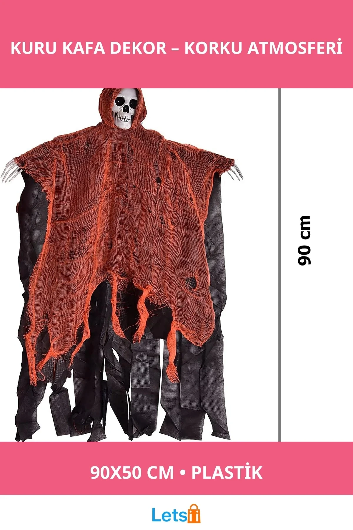 LED Işıklı Kuru Kafa Dekor 90x50 cm Plastik