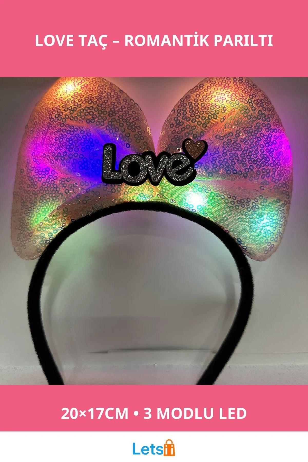 LED Işıklı Love Taç Romantik Aksesuar 20x17 cm