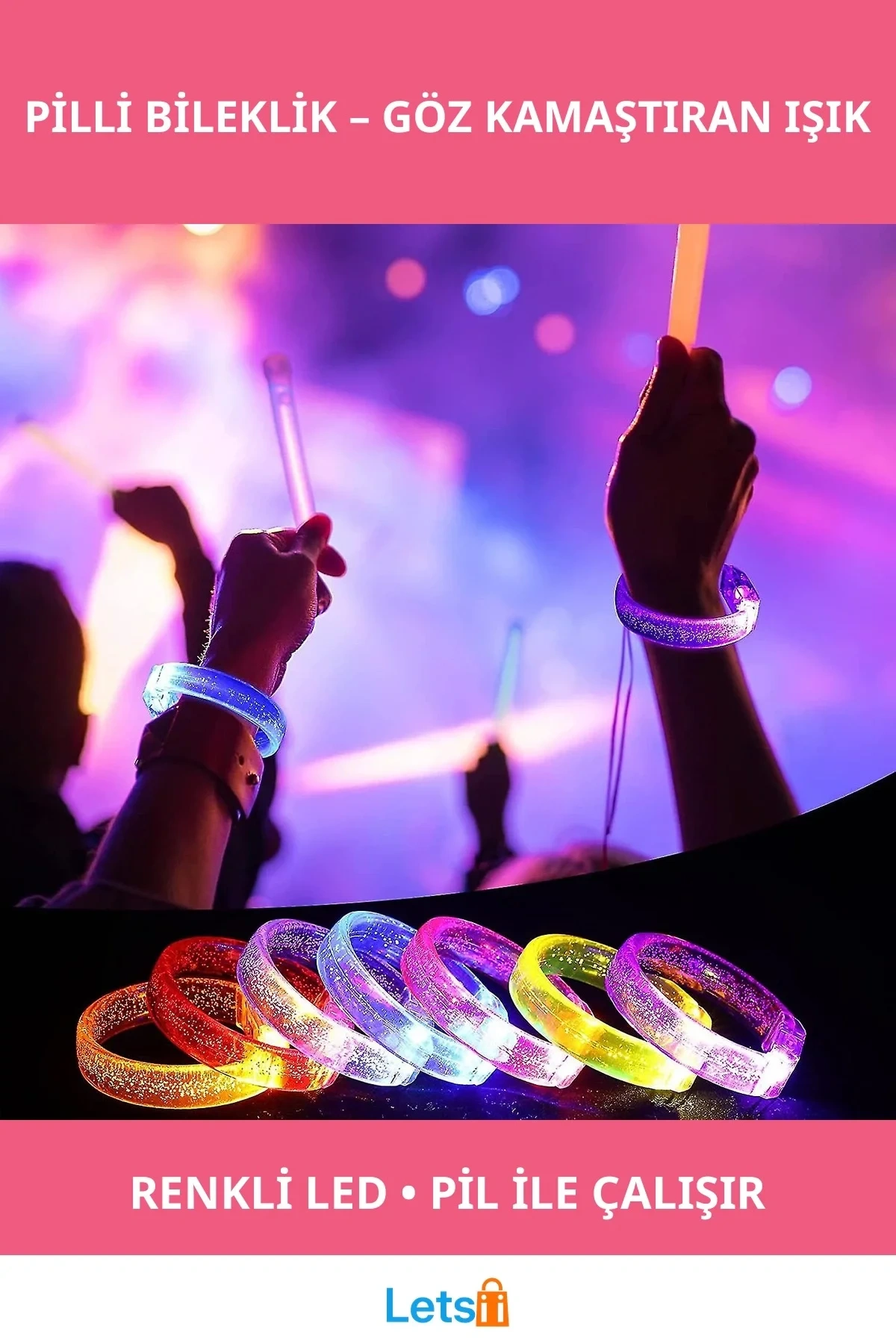 LED Işıklı Pilli Bileklik Renkli Işıklarla Tarzınıza Işıltı Katın