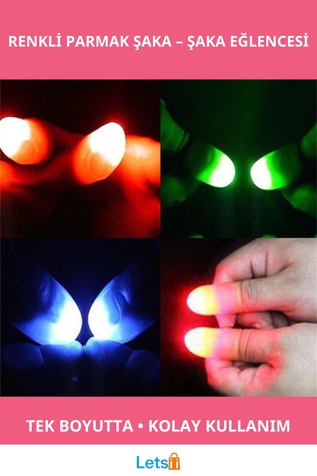 LED Işıklı Renkli Sihirli Parmak Eğlence Araçlı Şaka