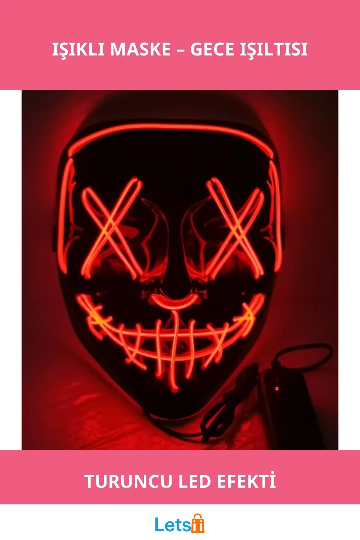 LED Işıklı Turuncu Maske Gece Eğlenceleri İçin Özel Tasarım