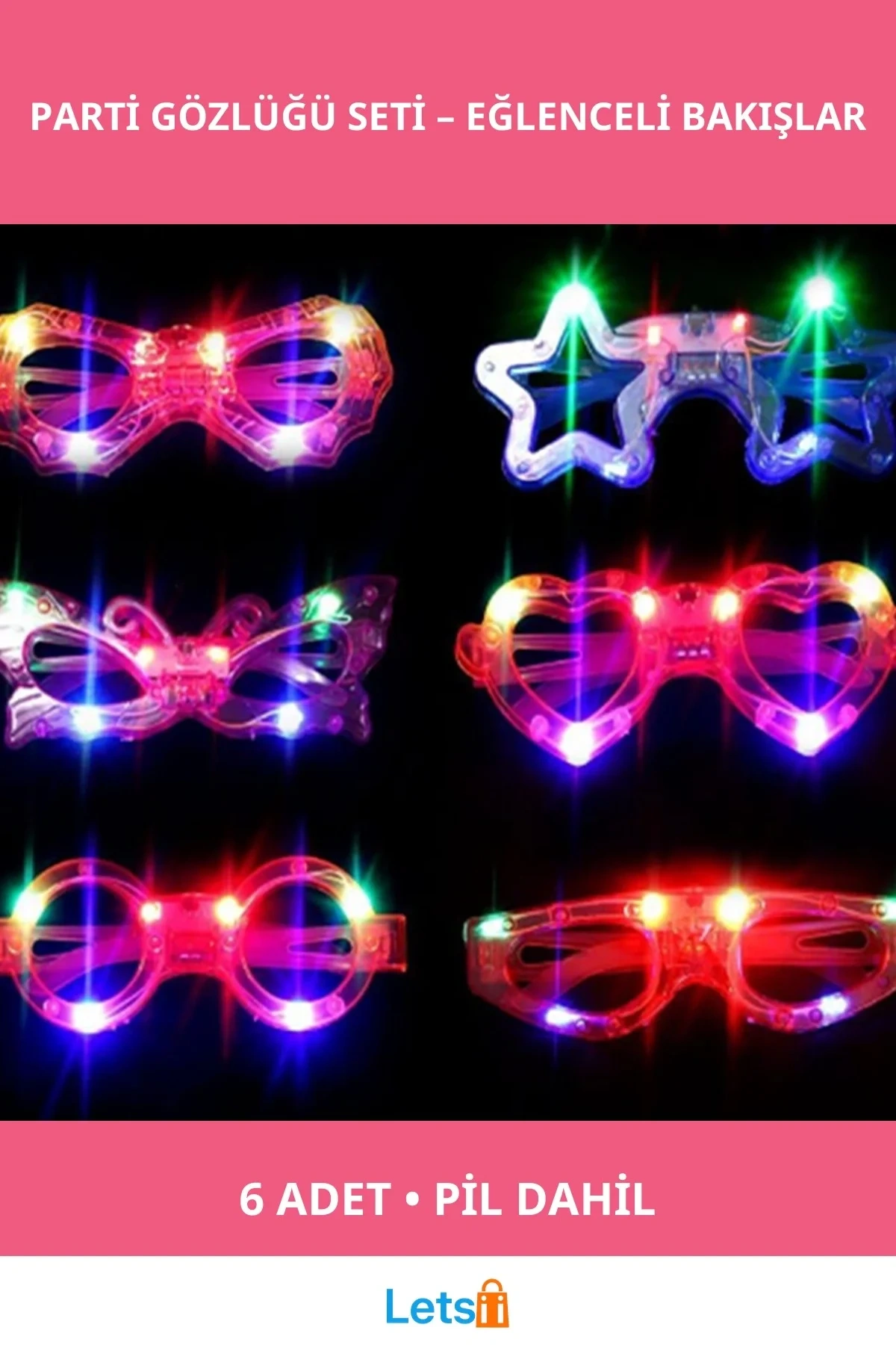 Led Işıklı Yanar Söner Parti Gözlükleri 6 Adet