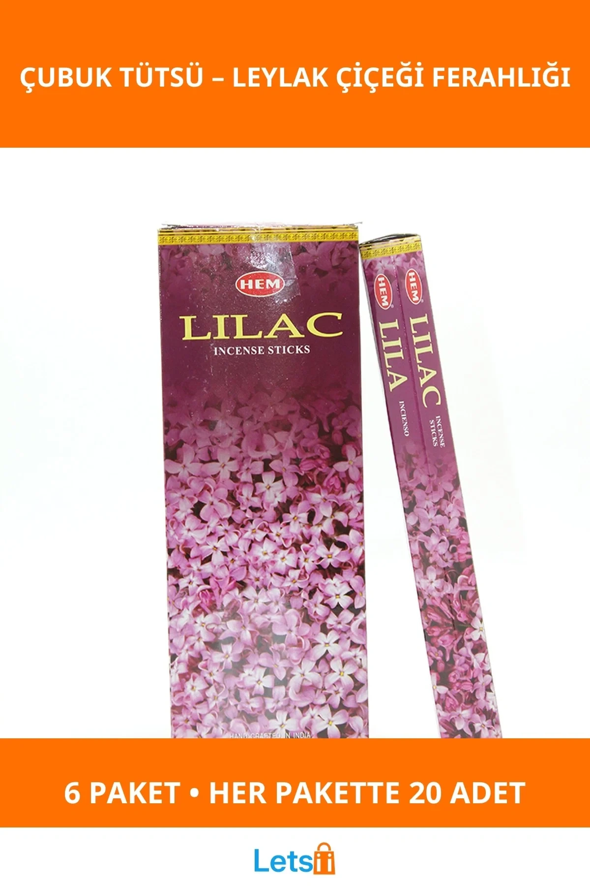 Leylak Aromalı Çubuk Tütsü 6 Paket, 120 Adet