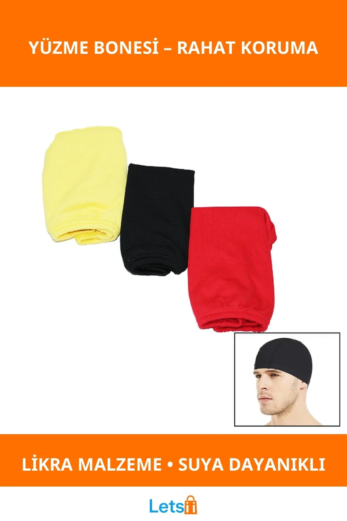 Likra Su Geçirmez Rahat Kullanım Havuz Yüzme Bonesi 20x30 cm