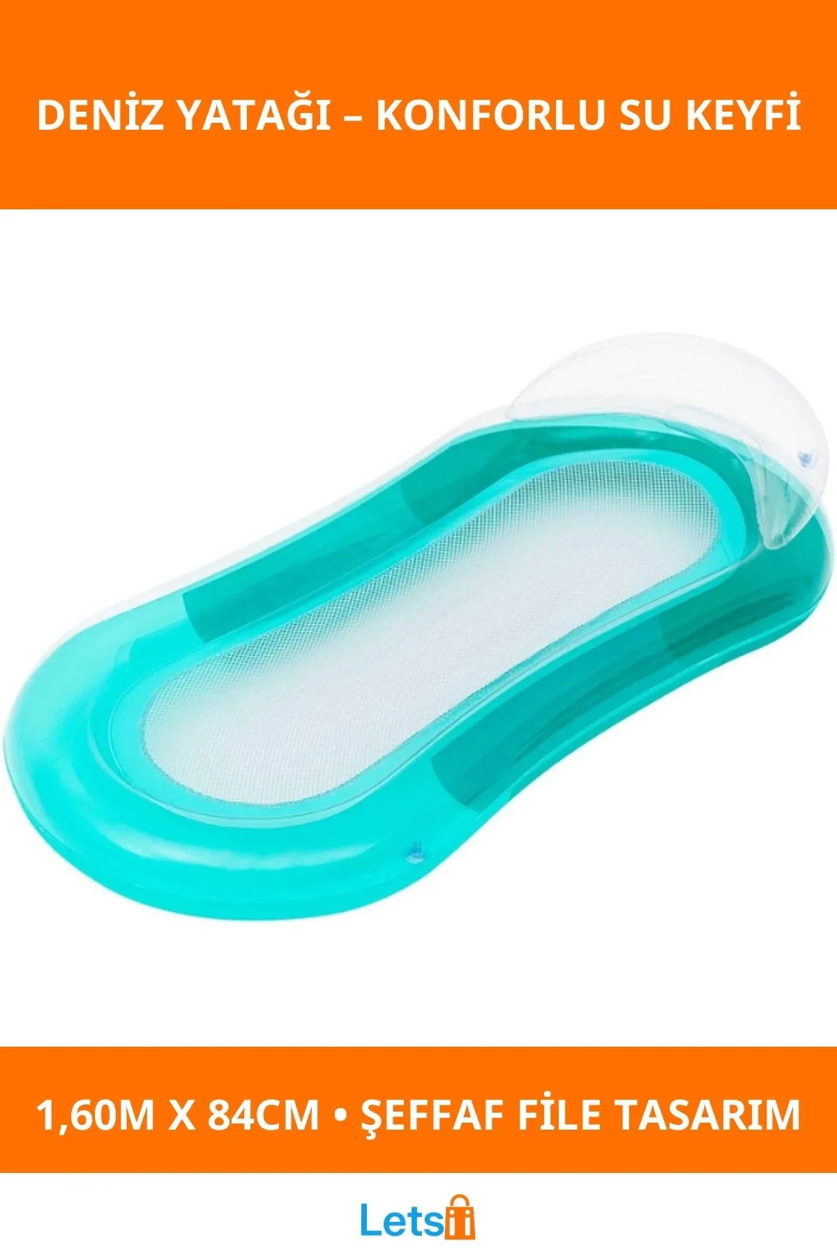 Lüks Fileli Şişme Deniz Yatağı 1.60m x 84cm Rahat Yüzme Deneyimi