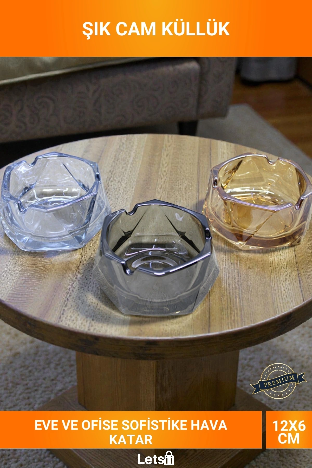 Lüks Modern Cam Küllük Geometrik Tasarımlı Dekoratif Sigara Küllüğü