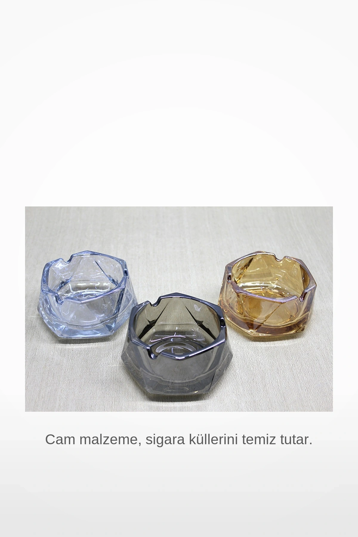 Lüks Modern Cam Küllük Geometrik Tasarımlı Dekoratif Sigara Küllüğü