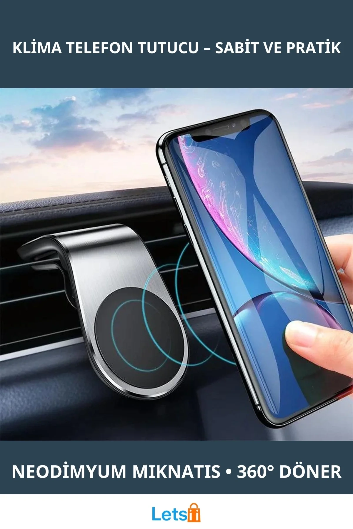 Mandallı Mıknatıslı Telefon Tutucu Araba Klimasına Takılan