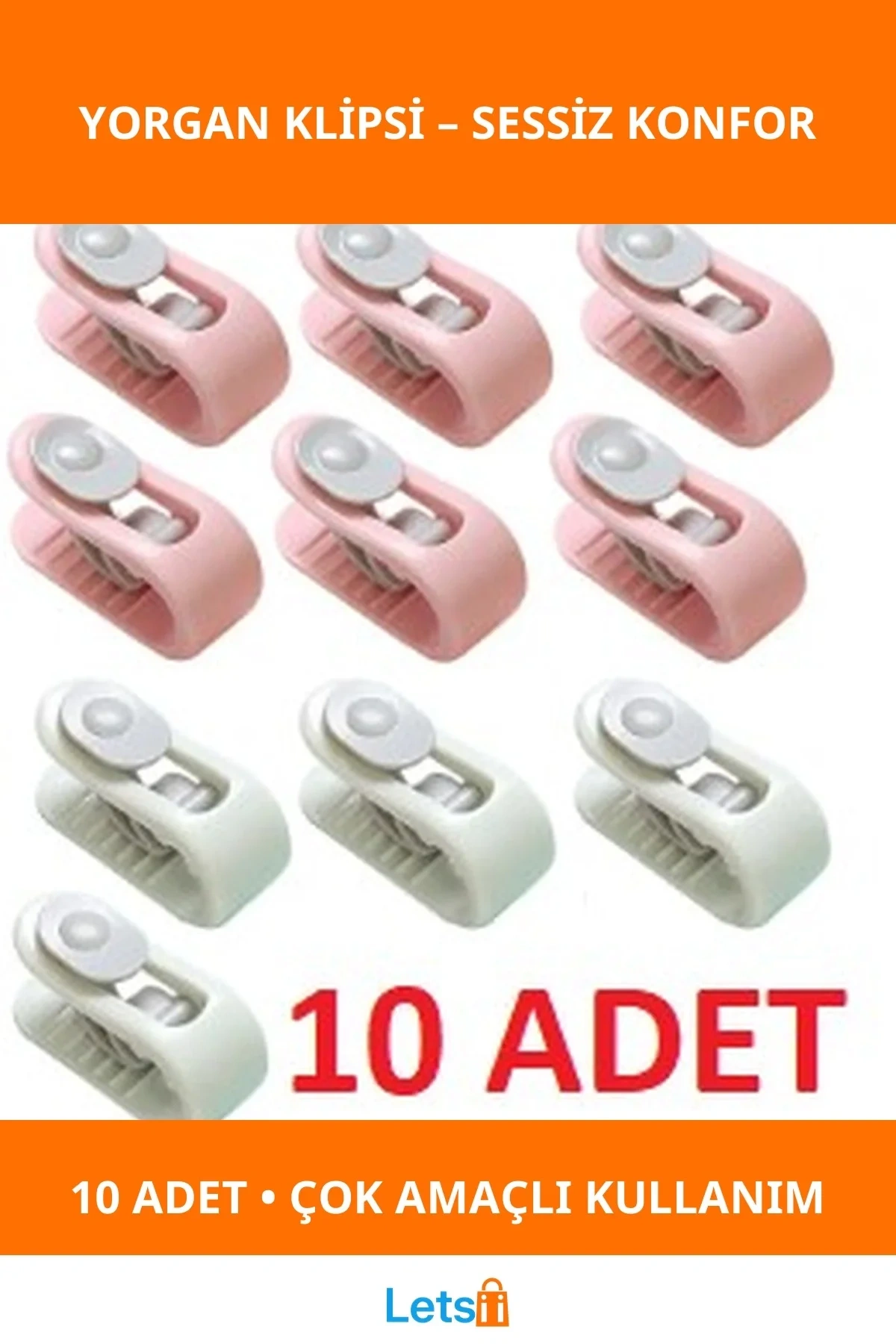 Mandallı Yorgan Sabitleme Klipsi 10 Adet Renkli Pratik