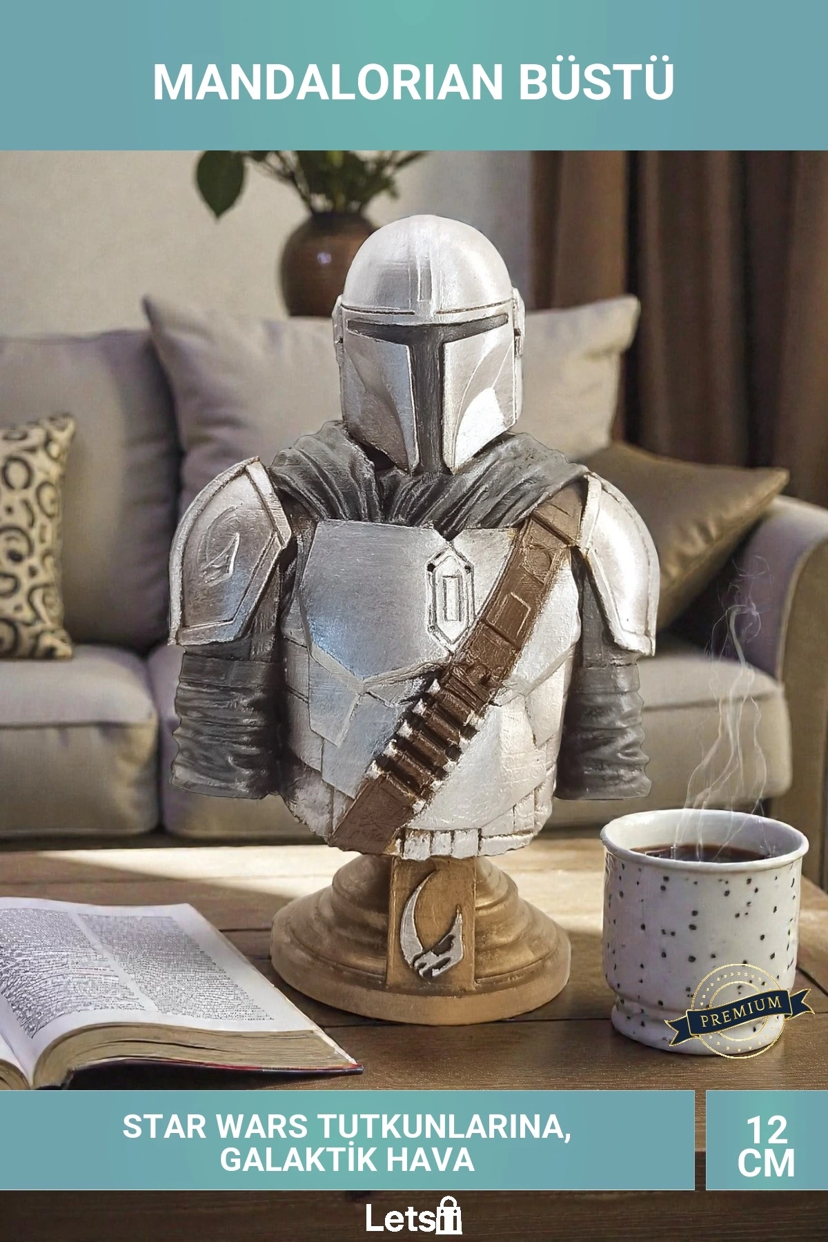 Mandalorian Büstü Star Wars Temalı Koleksiyonluk Dekoratif Figür