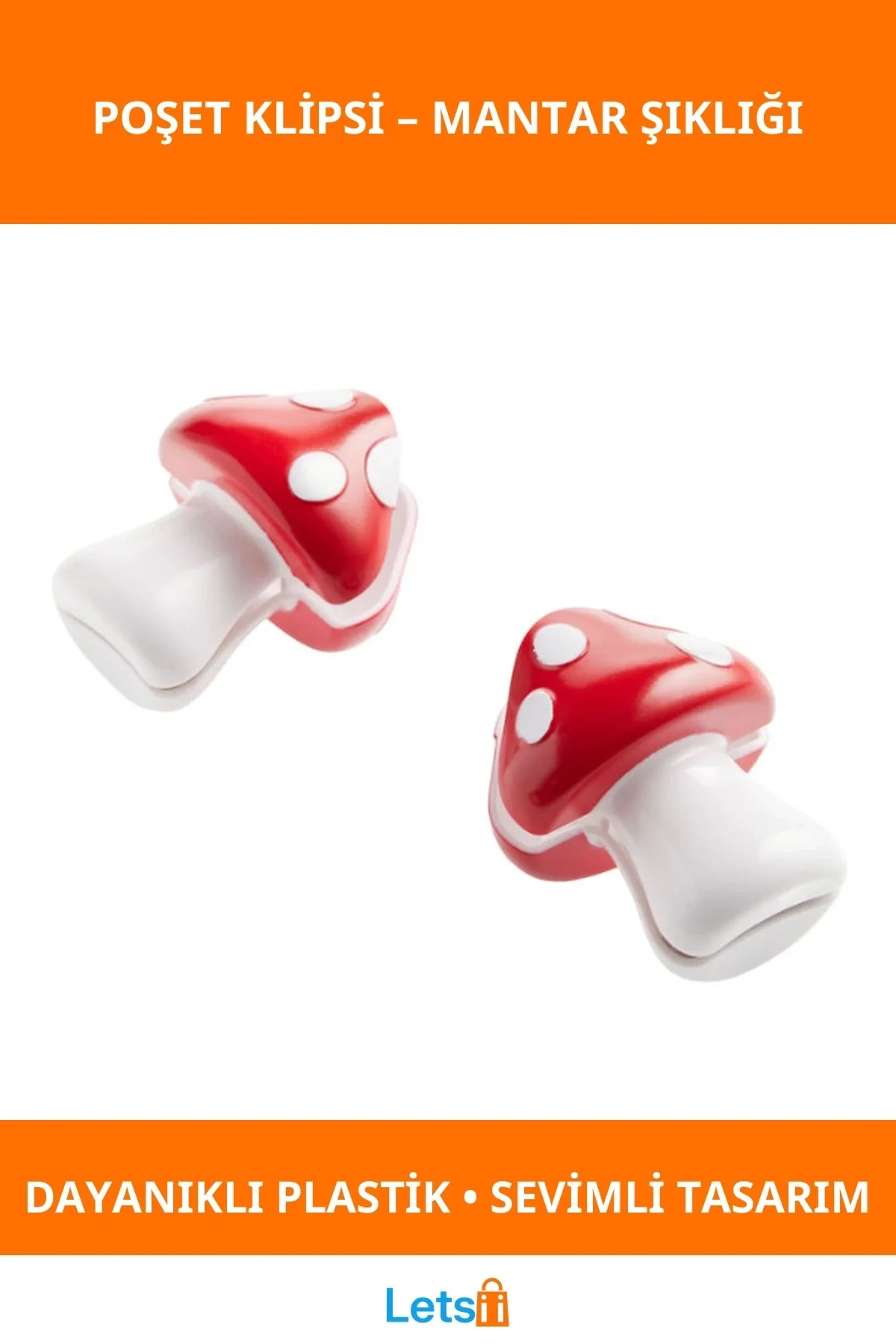 Mantar Şeklinde Eğlenceli Poşet Klipsi 2 Adet