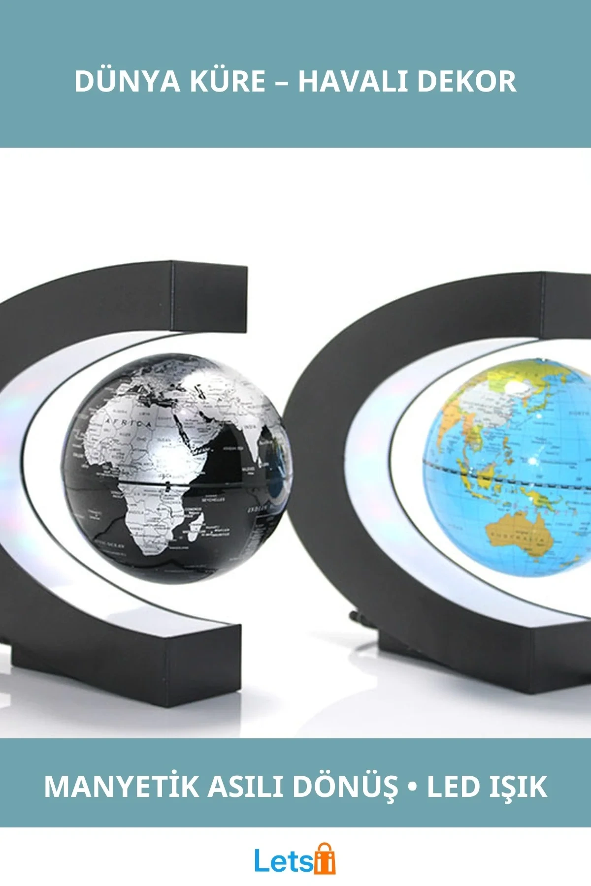 Manyetik Ledli Havada Asılı Dünya Küre Dekoratif Aksesuar