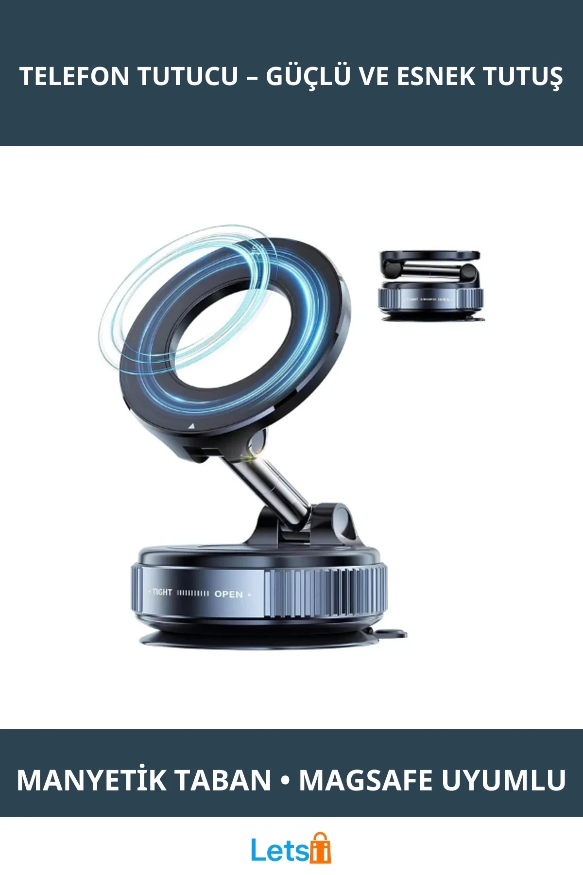 Manyetik Vakumlu Araç İçi Telefon Tutucu Katlanabilir Tasarım