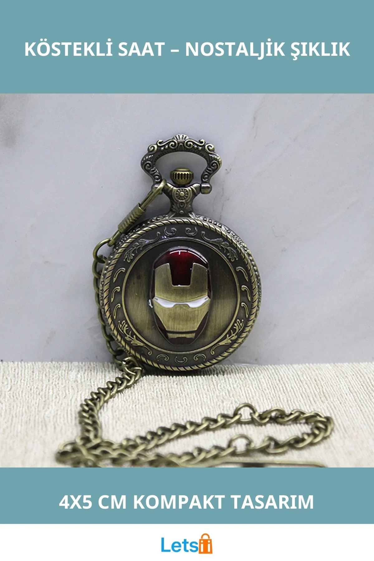 Marvel Iron Man Tasarımlı Şık Köstekli Saat