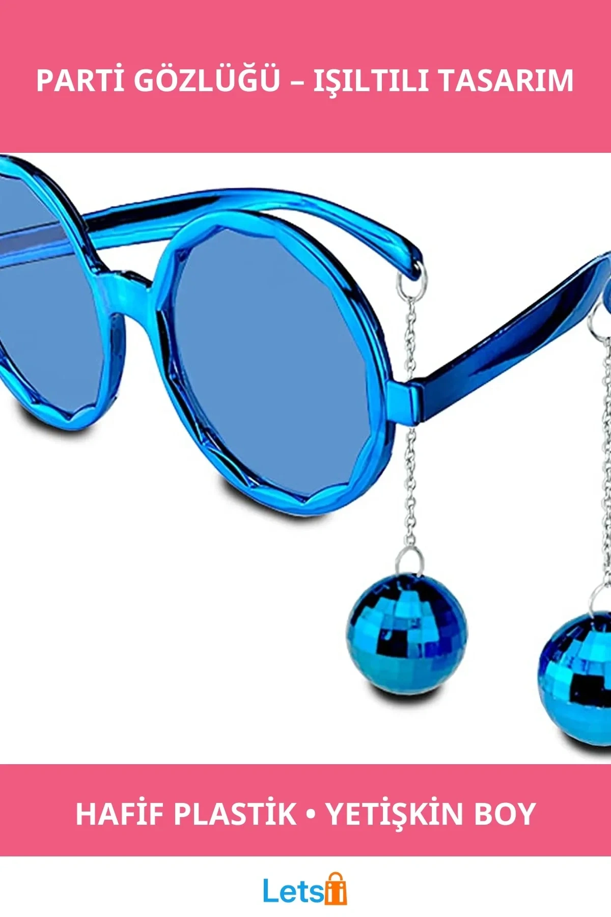 Mavi Disko Toplu Küpeli Parti Gözlüğü