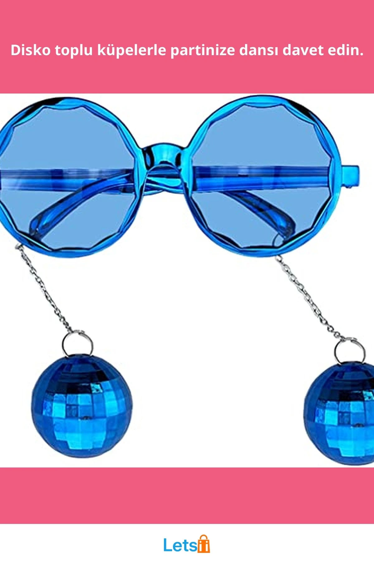 Mavi Disko Toplu Küpeli Parti Gözlüğü