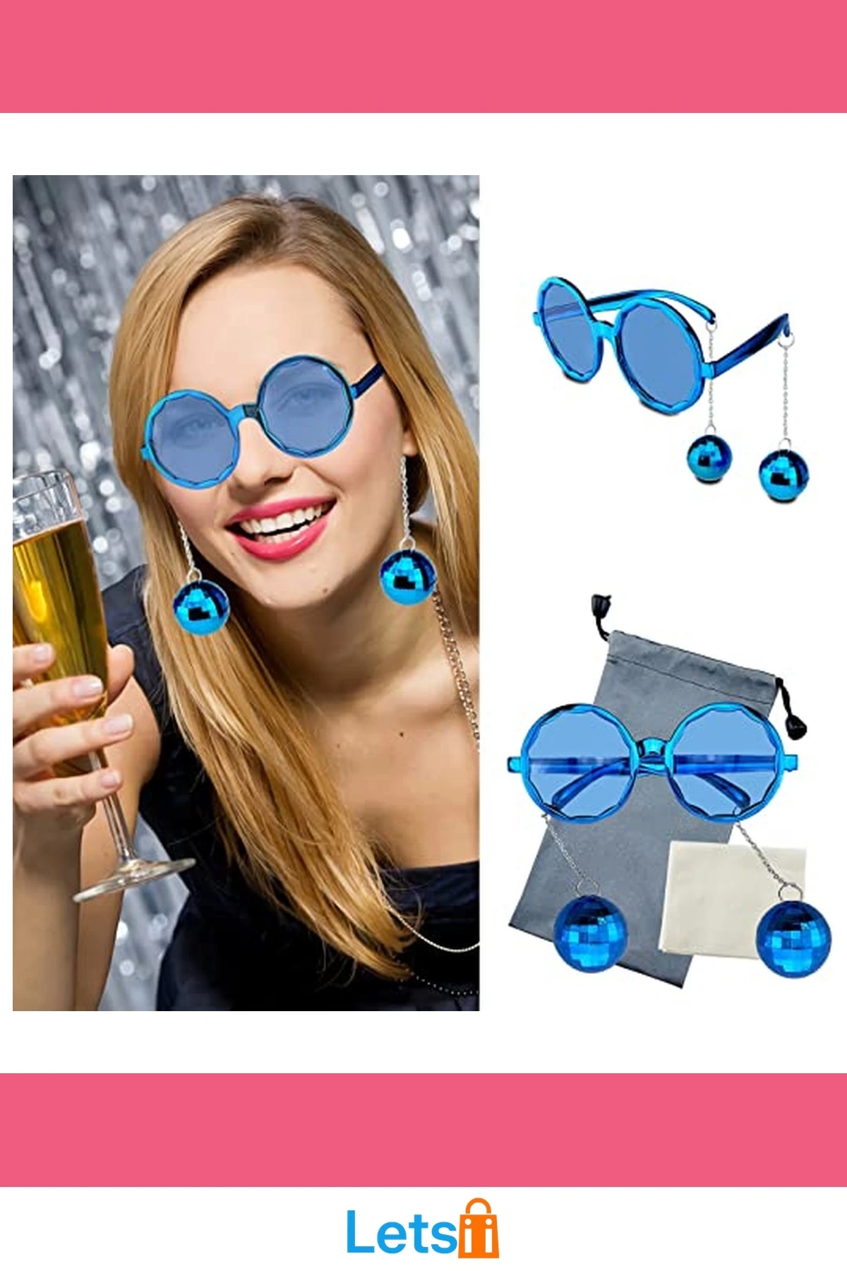 Mavi Disko Toplu Küpeli Parti Gözlüğü