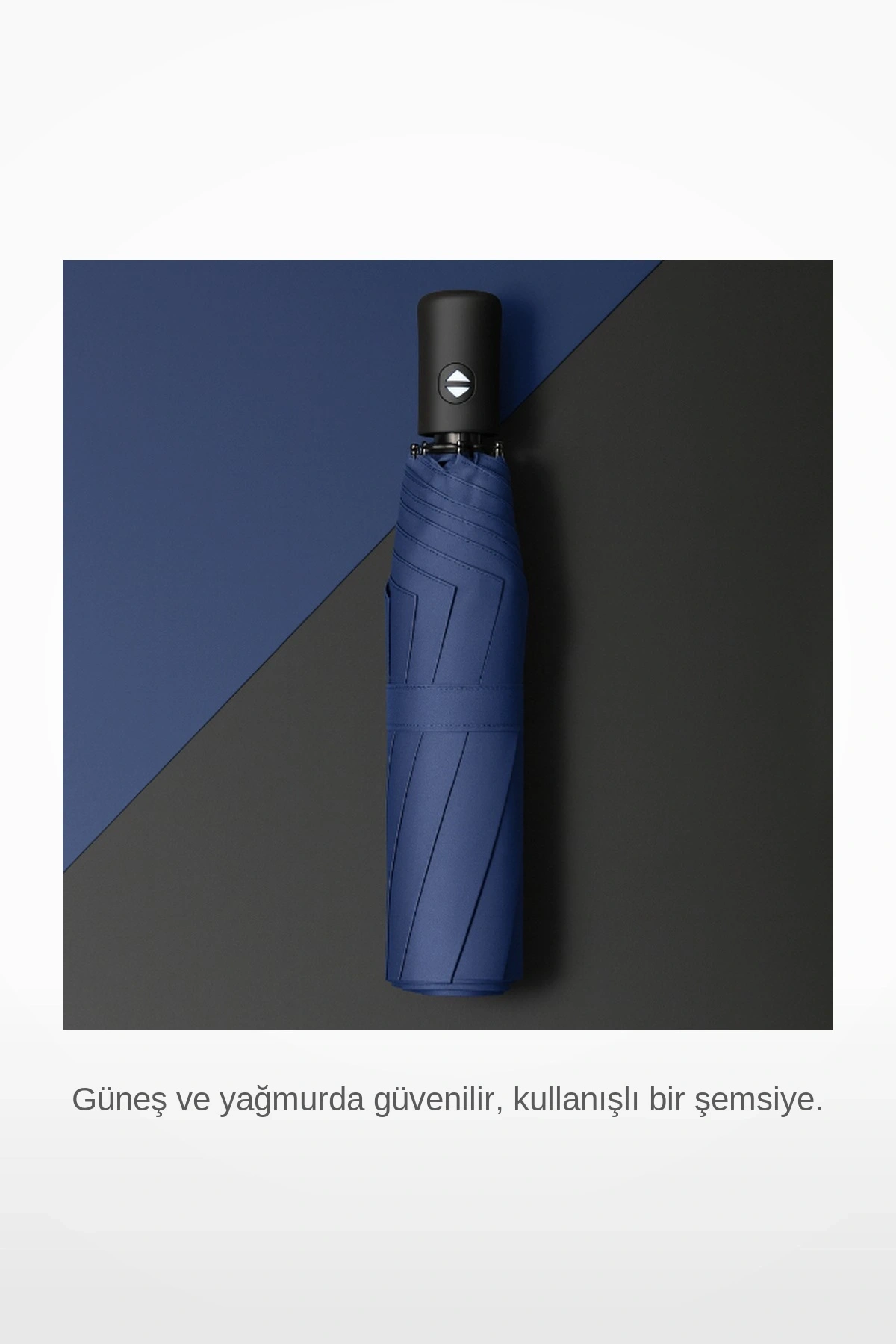 Mavi Otomatik Tek Tuş Açılır Güçlendirilmiş 8 Telli Rüzgar Dayanıklı Kompakt Şemsiye