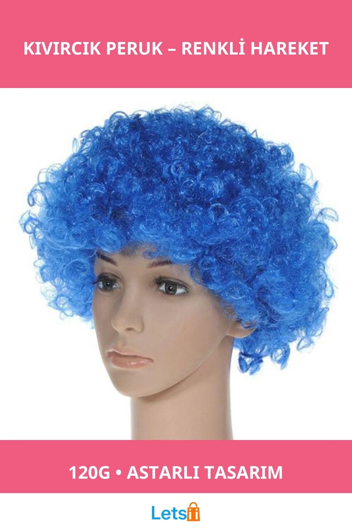 Mavi Renk Kıvırcık Peruk Doğal Görünüm ve Rahatlık