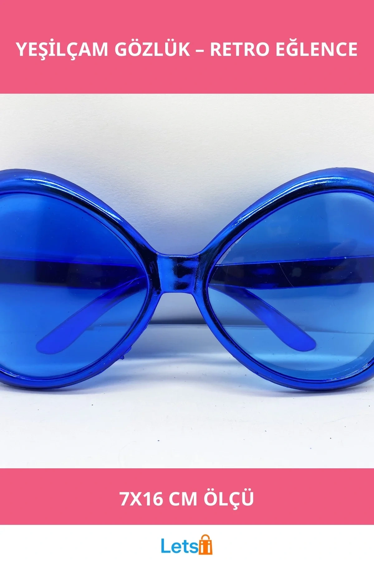 Mavi Renk Yeşilçam Nostalji Parti Gözlüğü 80ler 90lar 7x16 cm