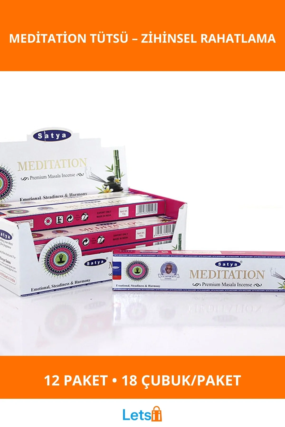 Meditasyon Aromalı Satya Tütsü 12 Paket 216 Adet