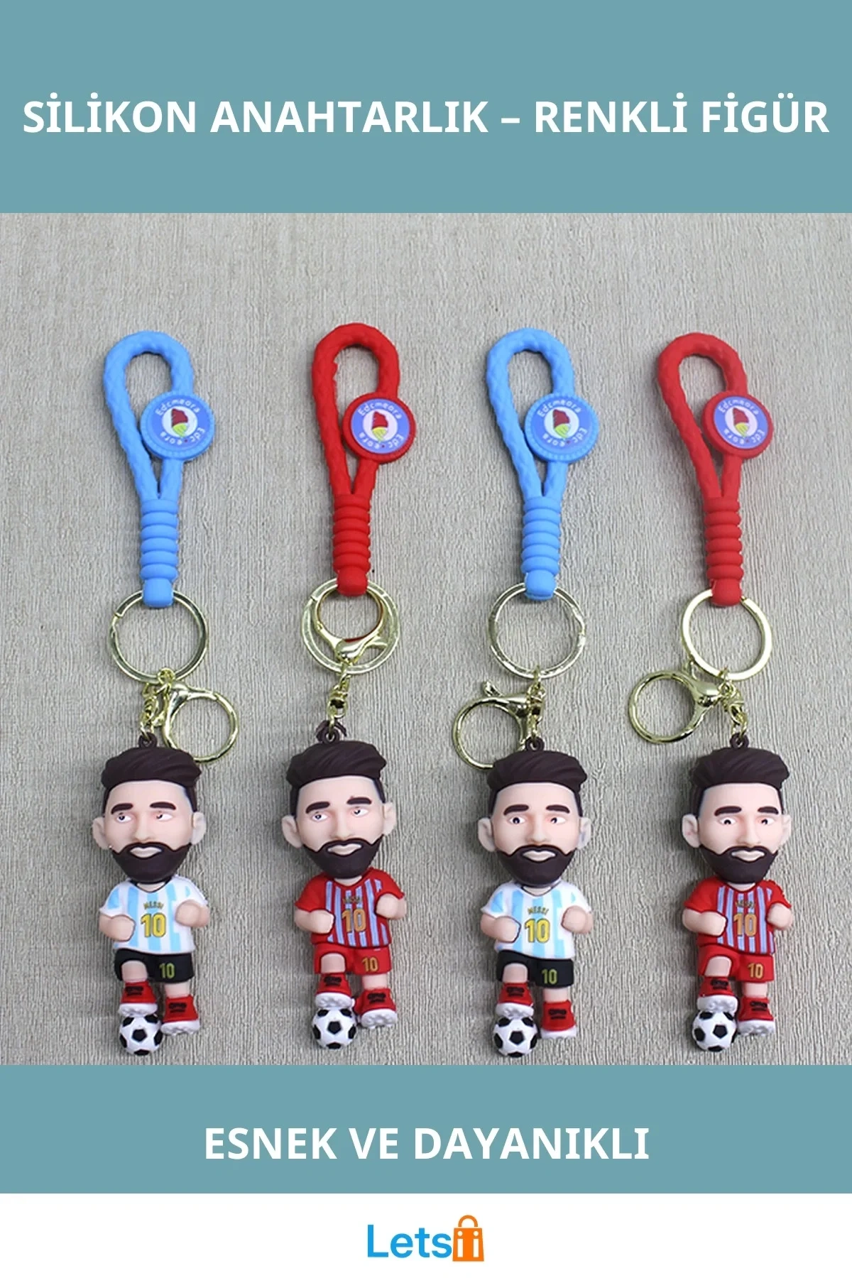 Messi Figürlü Sevimli Silikon Anahtarlık