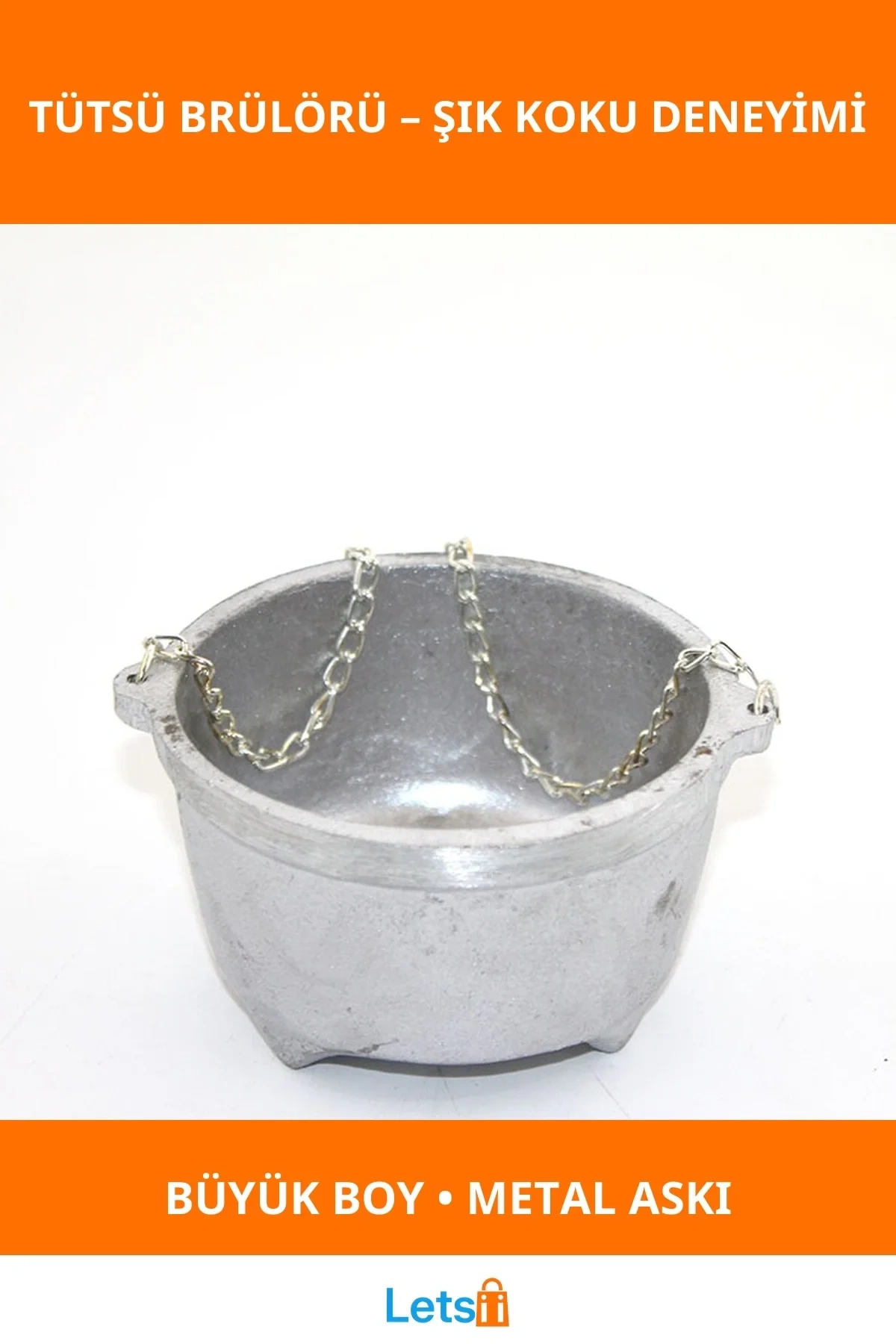 Metal Askılı Tütsü Brülörü Büyük Boy Şık Tasarım