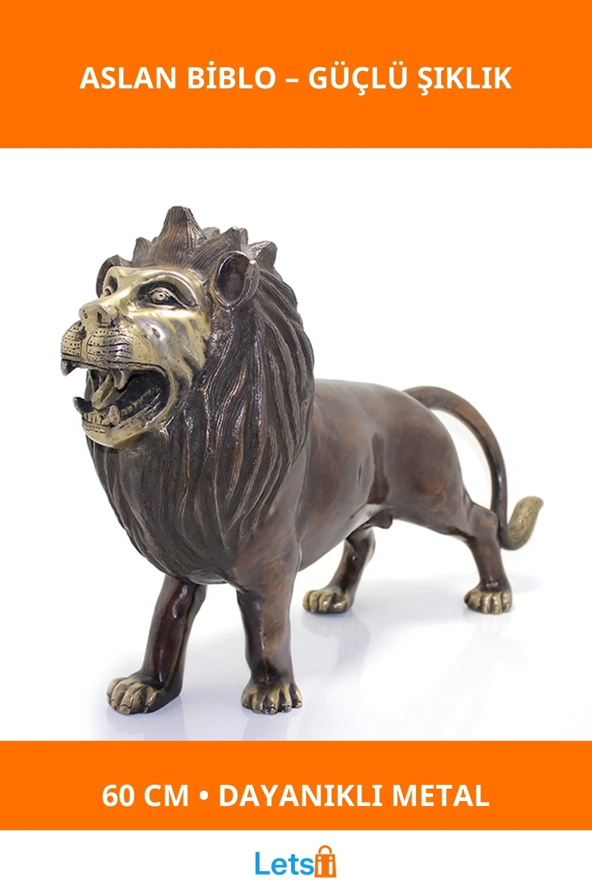 Metal Aslan Biblosu 60 Cm Dayanıklı Şık Dekorasyon