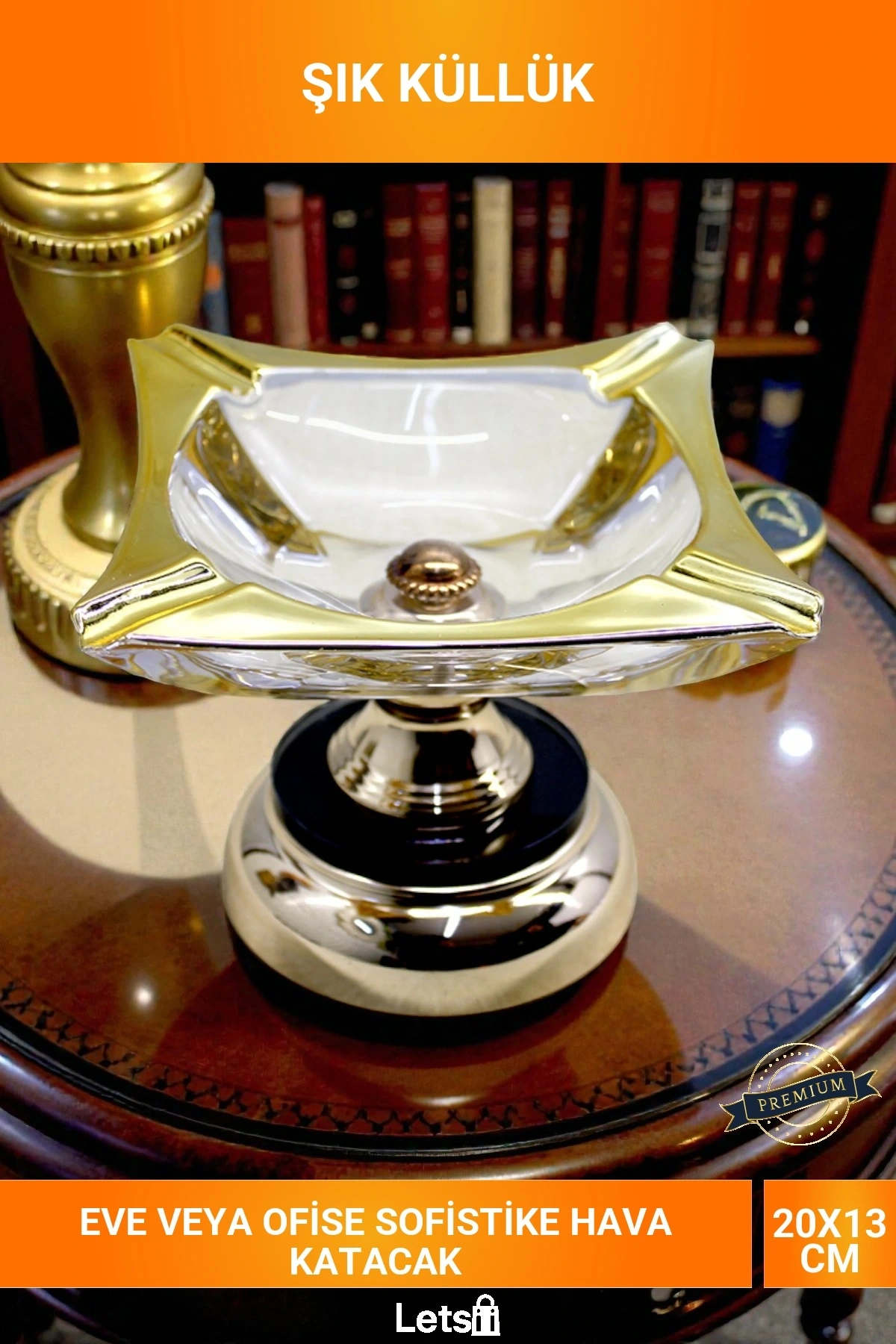 Metal Ayaklı Şık Cam Küllük Dekoratif Lüks Tasarım