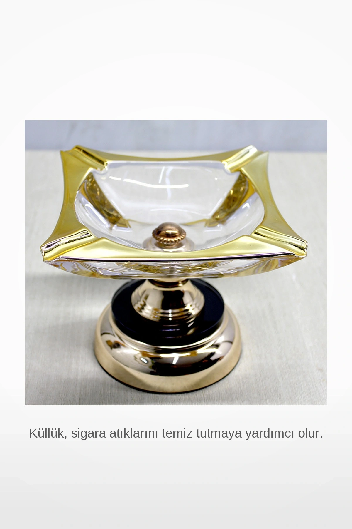 Metal Ayaklı Şık Cam Küllük Dekoratif Lüks Tasarım