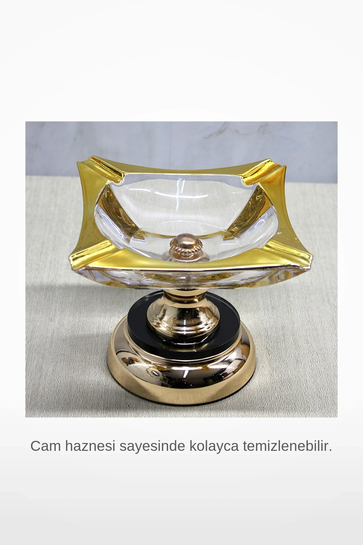 Metal Ayaklı Şık Tasarımlı Cam Küllük