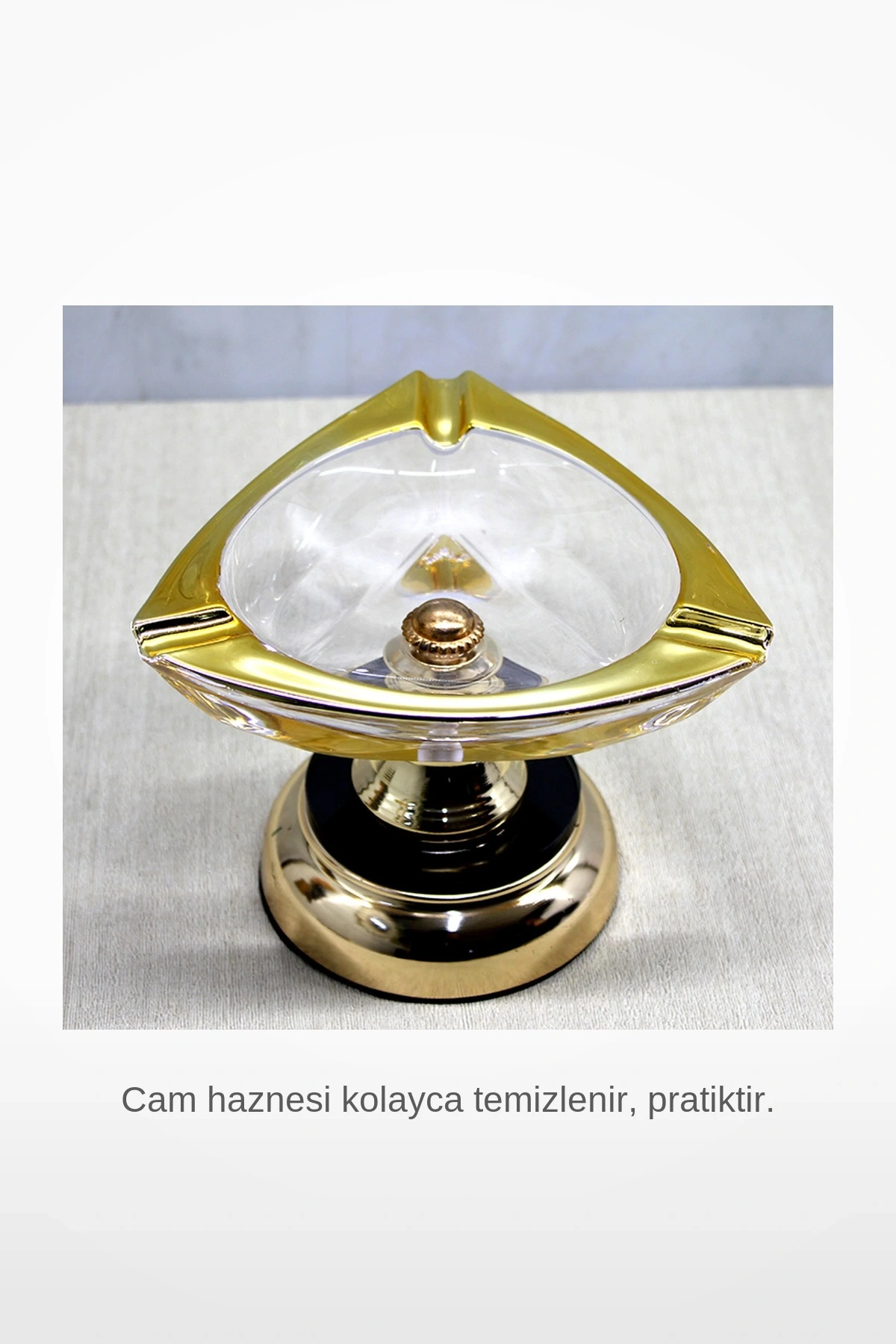 Metal Ayaklı Şık Tasarımlı Cam Küllük