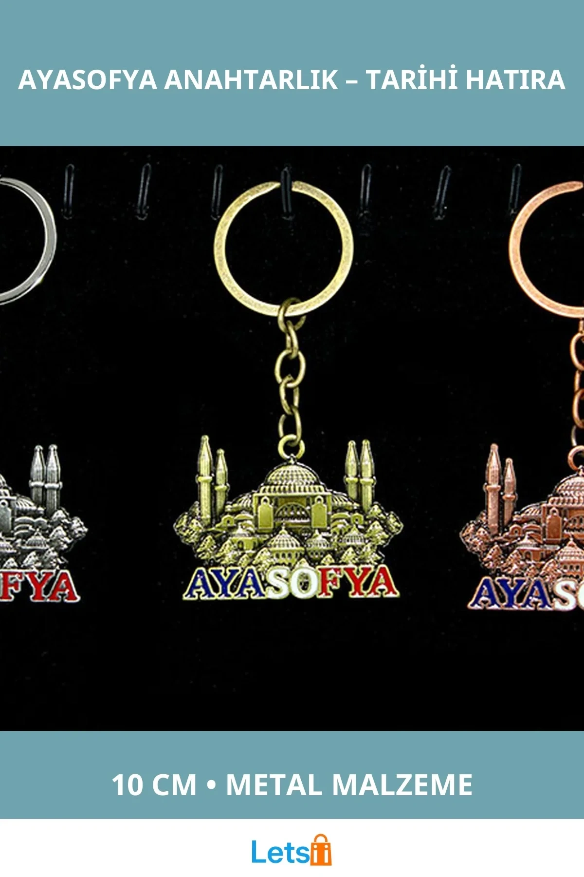 Metal Ayasofya Anahtarlık 10 cm Dayanıklı Aksesuar