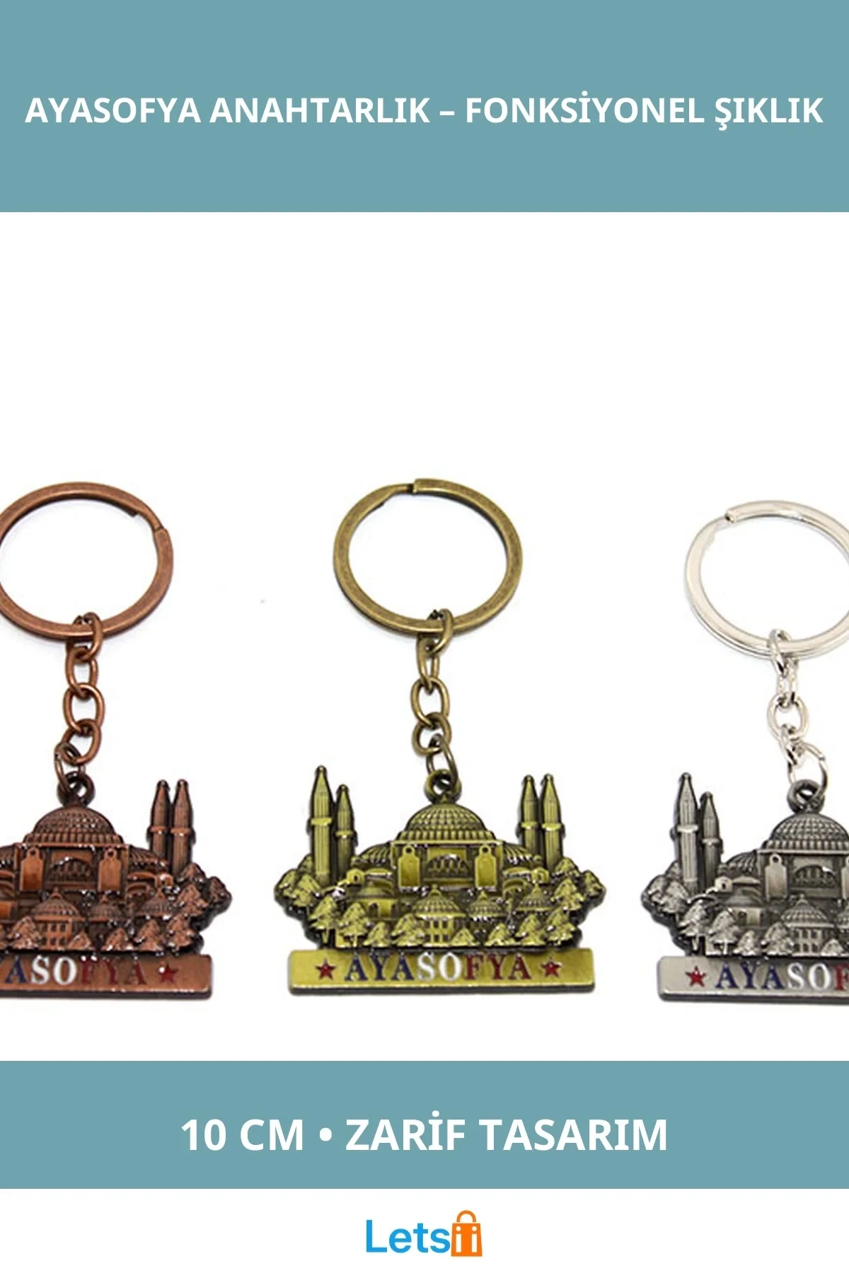 Metal Ayasofya Anahtarlık 10 cm Dayanıklı Dekoratif Aksesuar