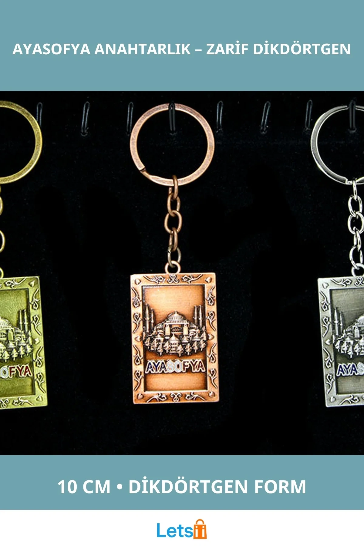 Metal Ayasofya Anahtarlık Dikdörtgen Tasarım 10 cm