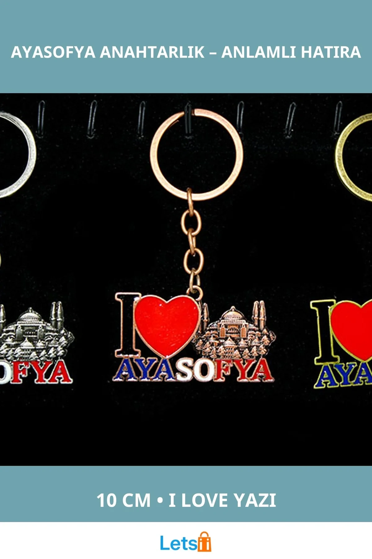 Metal Ayasofya Anahtarlık I Love Ayasofya 10 cm