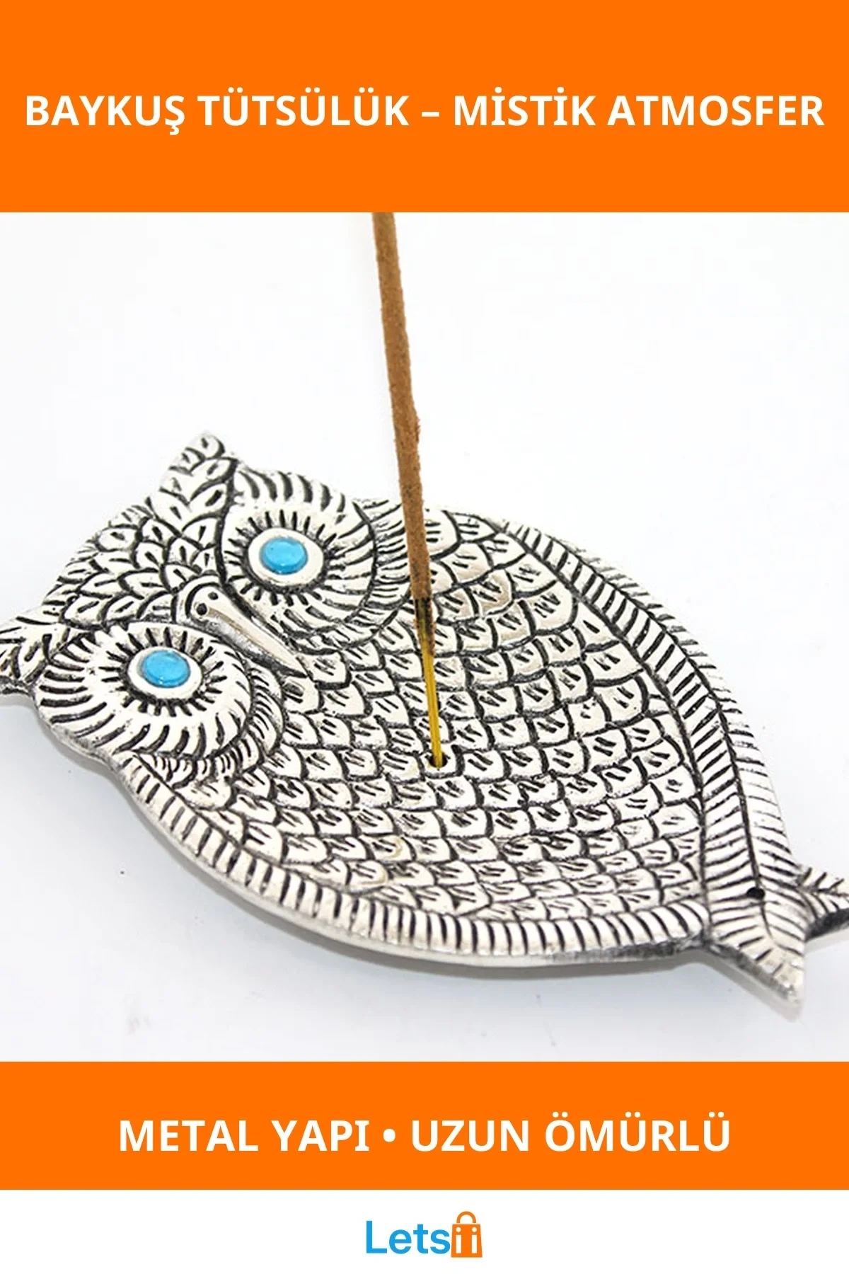 Metal Baykuş Tasarımı Dekoratif Tütsülük