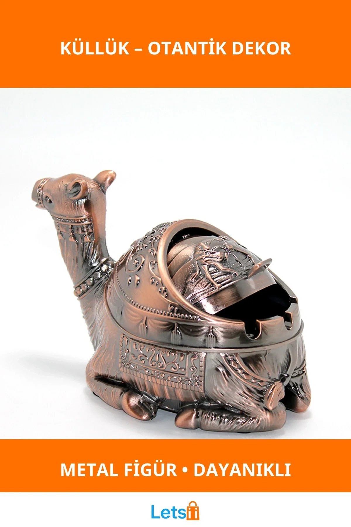 Metal Deve Figürlü Şık Küllük Dekoratif ve Fonksiyonel