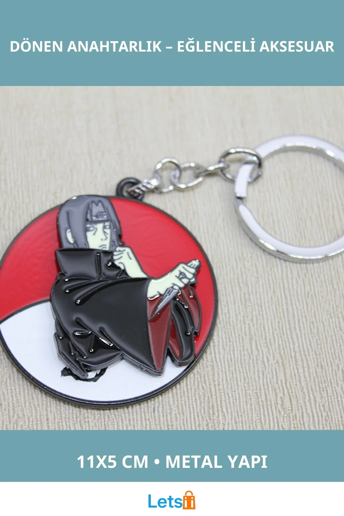 Metal Dönen Itachi Uchiha Anahtarlık 11x5 cm