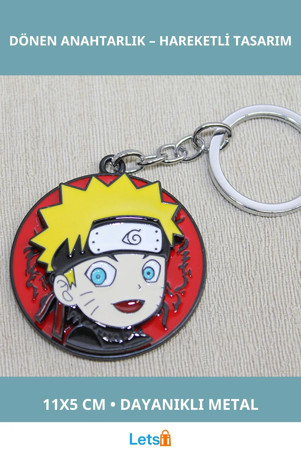 Metal Dönen Naruto Anahtarlık 11x5 cm Anime Karakteri